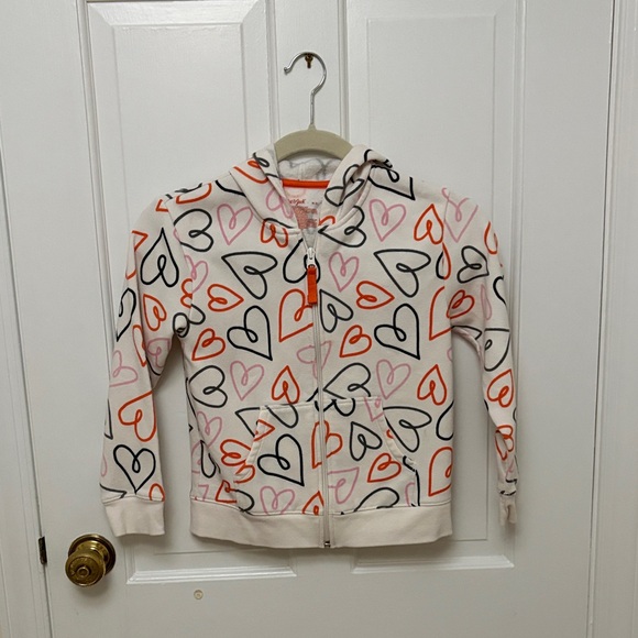 Cat & Jack Other - Cat & Jack Heart Pattern Hoodie - Cream, Pink, and Orange